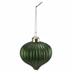 Kremmerhuset Julekule dråpe rille grønn| Julekuler