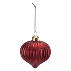 Kremmerhuset Julekule dråpe rille rød| Julekuler