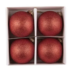 Kremmerhuset Julekule glitter 4 pack rød| Julekuler