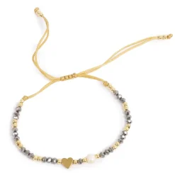 Kremmerhuset Knytearmbånd, glitrende grå med perle| Ørepynt