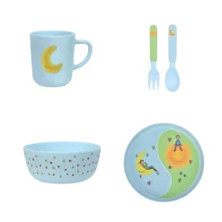 Kremmerhuset Lykketegning - God morgen/ God natt Barnesett 35 cl blå| Servering|Servise