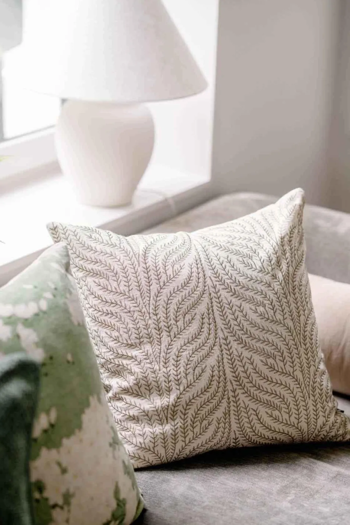 Kremmerhuset Putetrekk Gren brodert 48x48cm grønn| Putetrekk