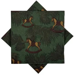 Kremmerhuset Serviett Gyngehest grønn| Servietter|Juleservietter