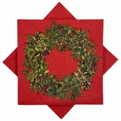 Kremmerhuset Serviett Julekrans rød| Servietter|Juleservietter