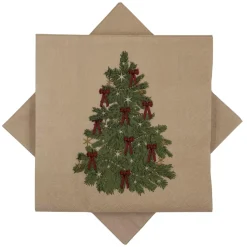 Kremmerhuset Serviett Juletre sløyfer beige| Servietter|Juleservietter