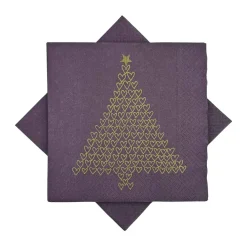 Kremmerhuset Serviett juletrehjerter lilla| Servietter|Juleservietter