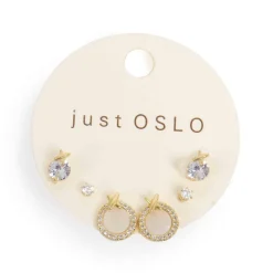 Kremmerhuset Sett med 3 par øredobber, MOP, Gull| Ørepynt