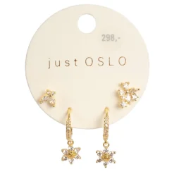 Kremmerhuset Sett med 4 øredobber, blomster, Gull| Ørepynt