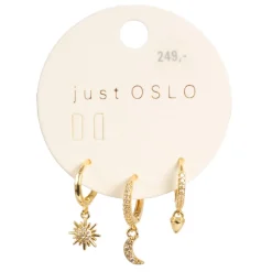 Kremmerhuset Sett med 3 øredobber, måne, Gull| Ørepynt