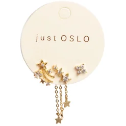 Kremmerhuset Sett med 3 ulike øredobber, stjernedryss, Gull| Ørepynt