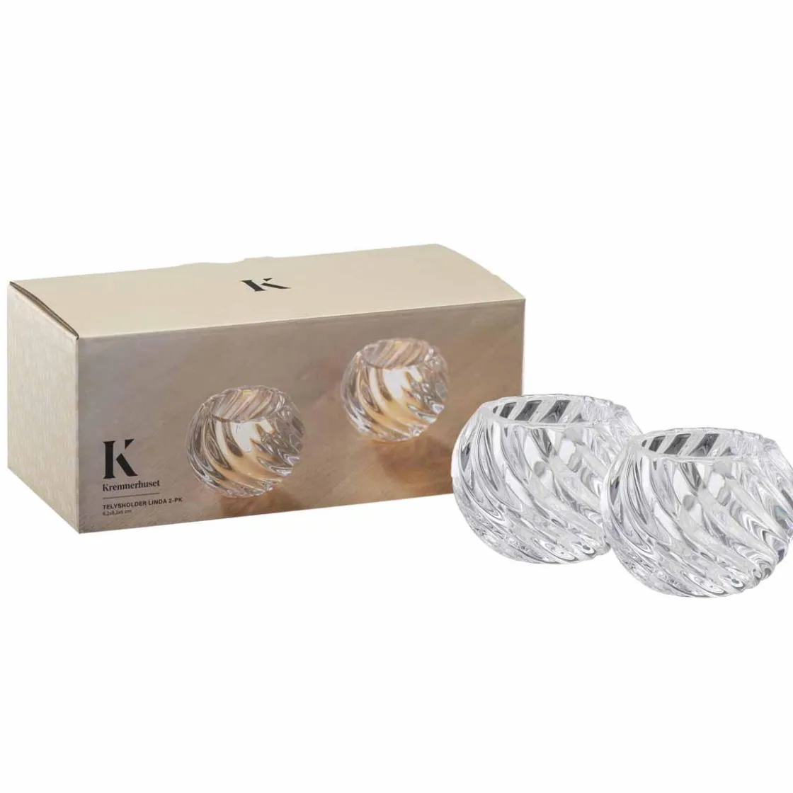 Kremmerhuset Telysholder Linda 2 pk klar| Lykter|Gavetips